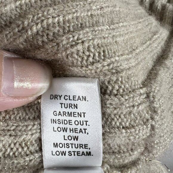 St. John Metallic Rib knit‎ sweater Women’s Size Large Wool Cashmere Tan Luxury - Picture 6 of 9